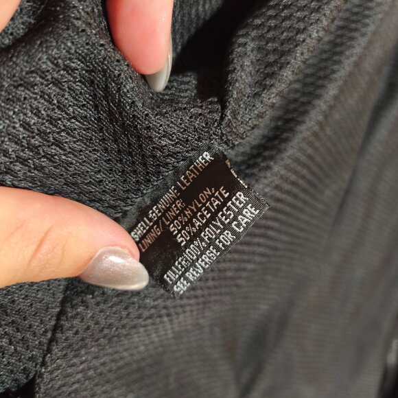 Derringer 100% Lambskin Leather Vented Moto Jacket sz L Black Silver Biker - Picture 10 of 14